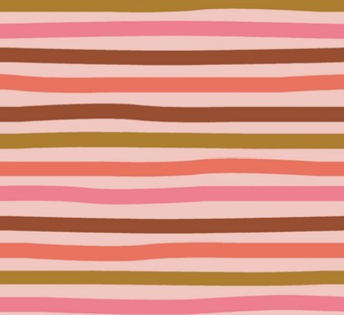 Image de Ligne Rose, Rouge, Brun - Jersey imprimé biologique (GOTS)