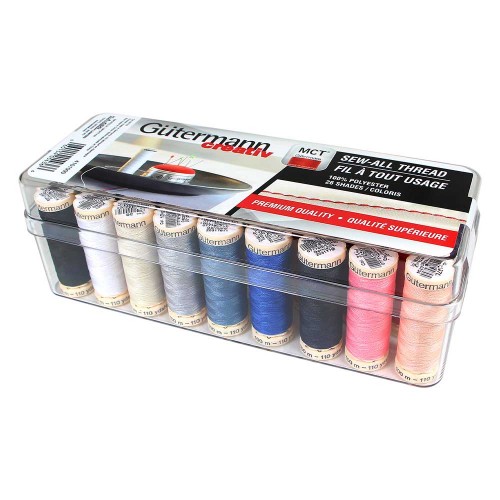 Image de GUTERMANN Boîte de fils en acrylique pour tout coudre 26 mcx - couleurs variées