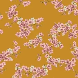 Image de Fleurs Blossom Jaune - French Terry imprim&eacute; biologique (GOTS)