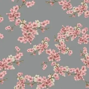 Image de Fleurs Blossom Gris - French Terry imprimé biologique (GOTS)