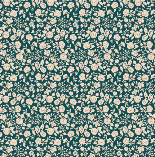 Image de Fleurs Rose sur fond vert - Jersey de bamboo 1/2 m