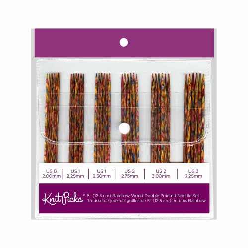 Image de KNIT PICKS Rainbow Wood Ens. d'aiguilles à tricoter double pointe 12cm (5″) - 36mcx