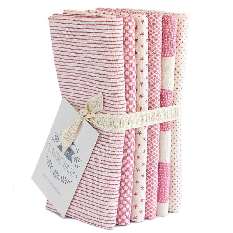 Image de TILDA TEA TOWEL Fat Quarter lot de 6 Tissus - Rose
