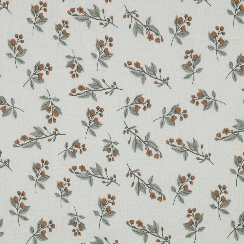 Image de Mousseline de Coton Fleurs écru 1/2 m
