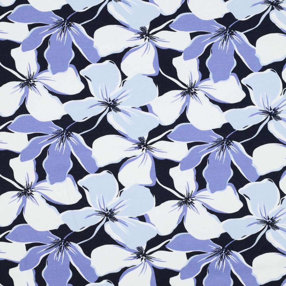 Image de Trilogie de fleurs Bleu - French Terry brossé OEKO-TEX