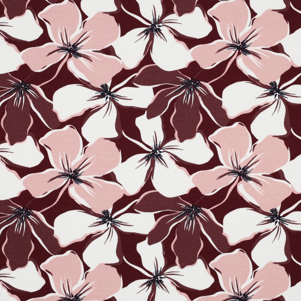 Image de Trilogie de fleurs Rouge - French Terry brossé OEKO-TEX