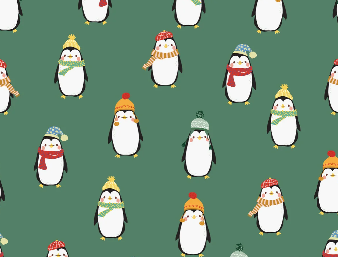 Image de Pingouins de Noël  - Baby Rib imprimé OEKO-TEX
