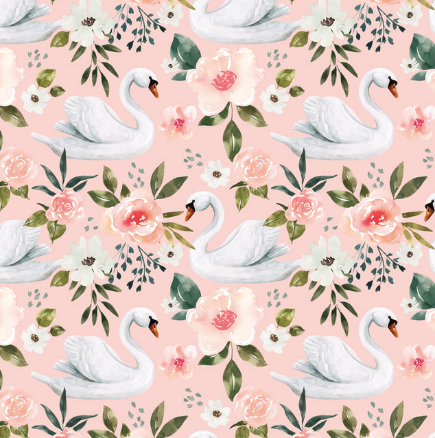 Image de Cygnes fond rose - Jersey 1/2 m