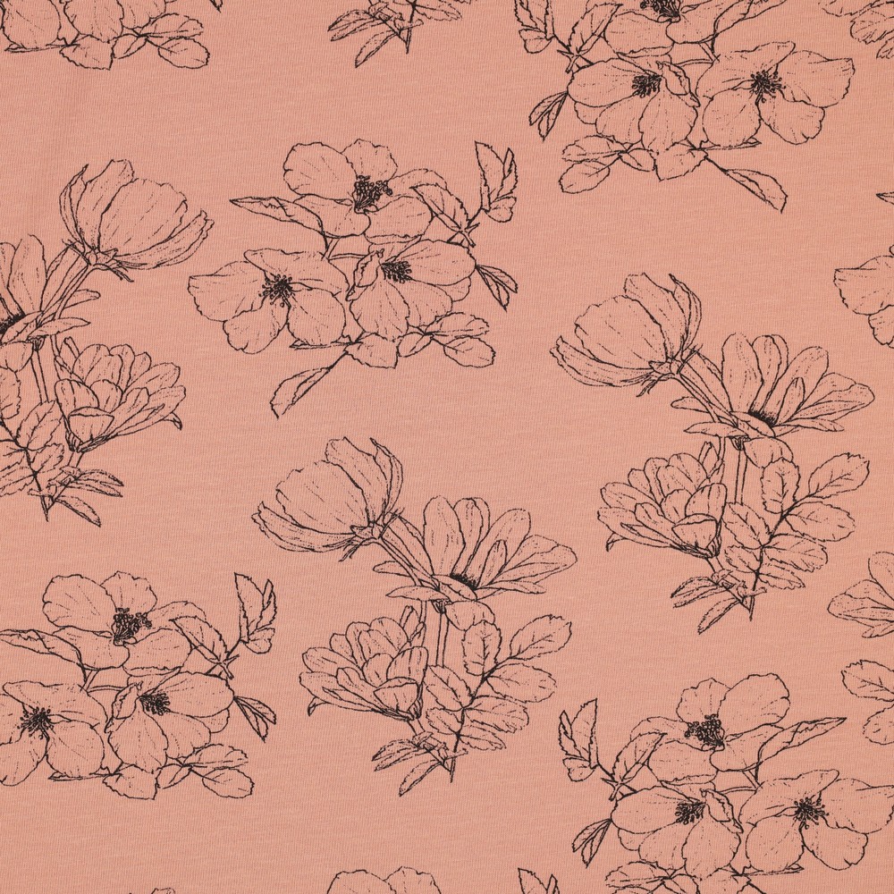 Image de Fleurs de p&ecirc;che - Bambou coton jersey 1/2 m