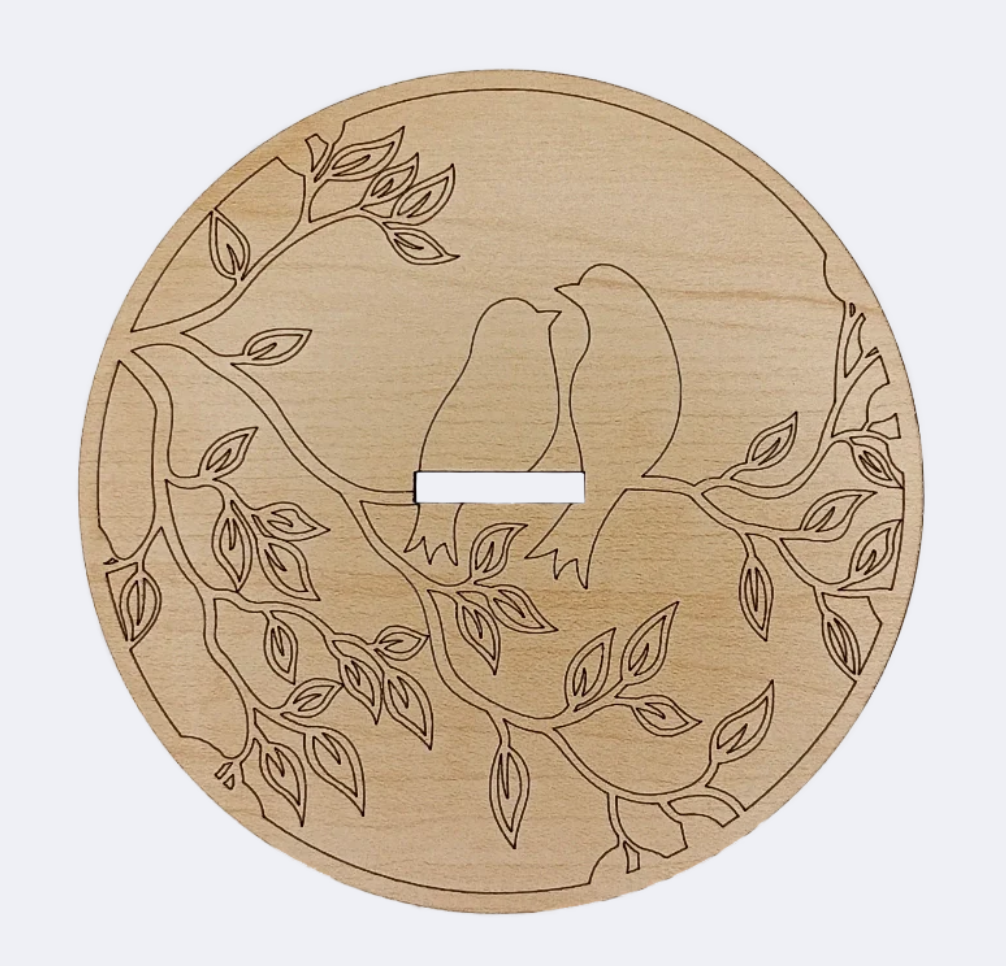 Image de Mini-Minder en bois avec courroie en cuir - Histoire d'amour