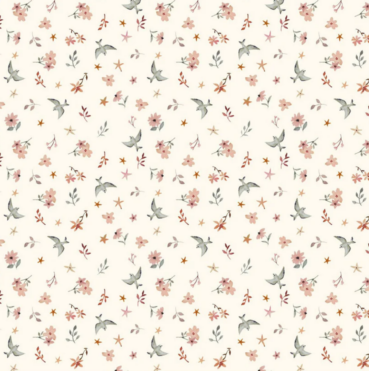 Image de Brise de Fleurs - Hirondelles / Coton 1/2 m