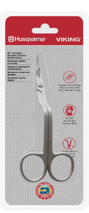 Image de Husqvarna Viking - Ciseaux courbure double pour broderie de 6''