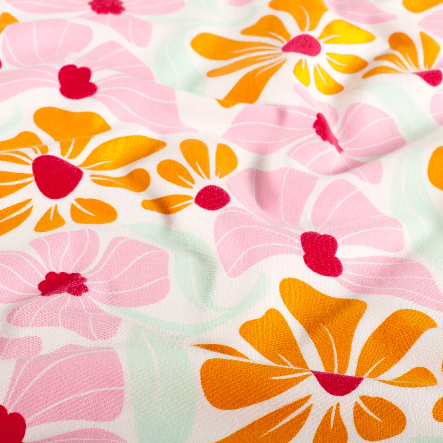 Image de Jersey imprim&eacute; - Fleurs joyeuses 1/2 m