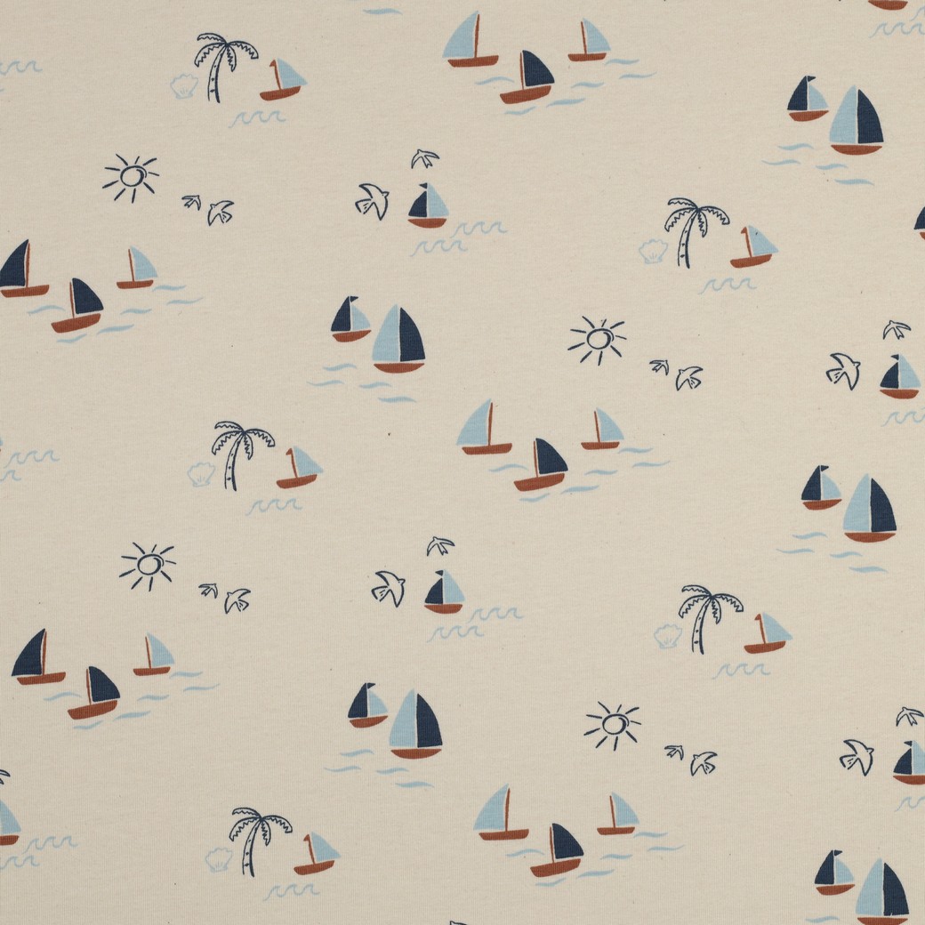 Image de Bateaux / Naturel - Jersey GOTS 1/2 m