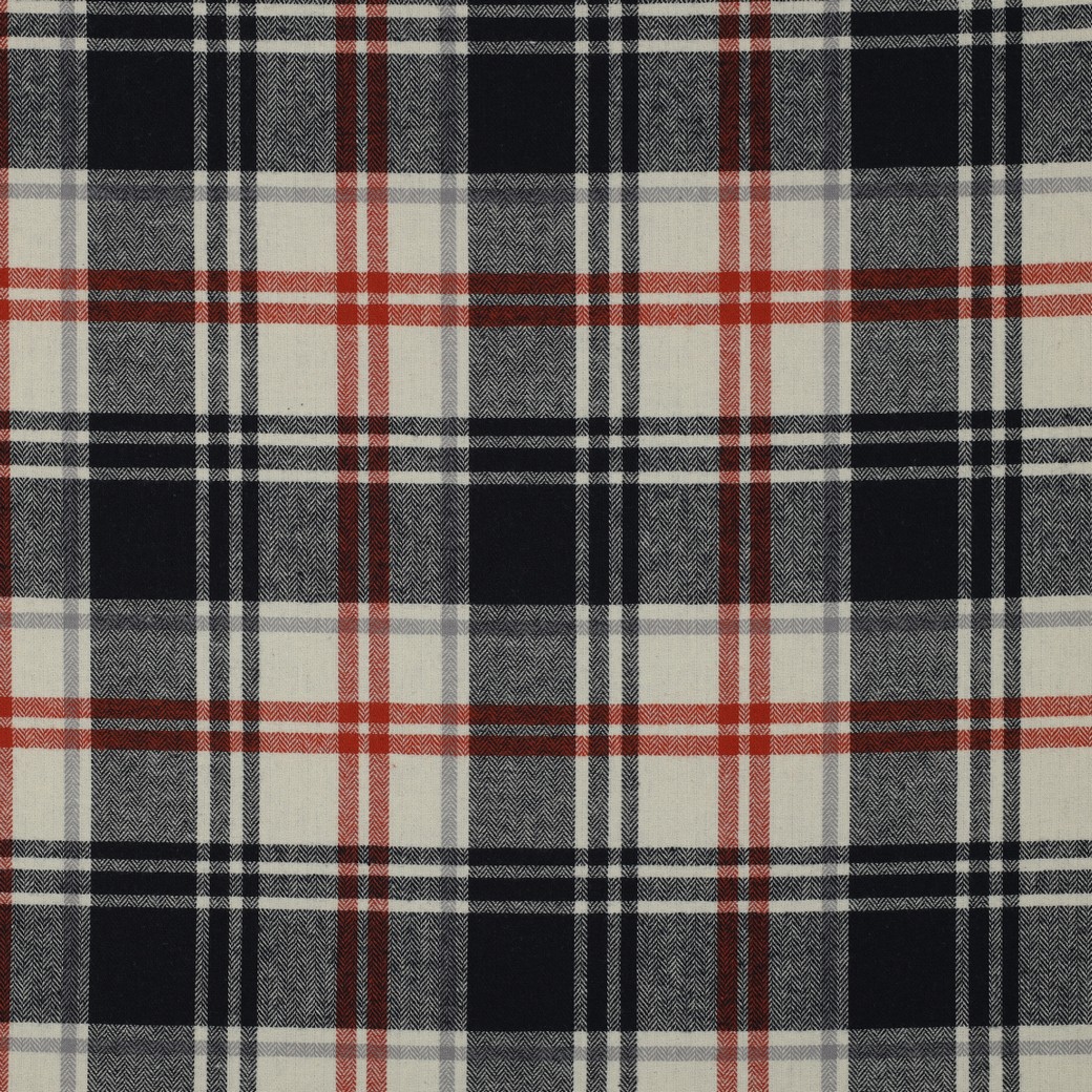 Image de Coton teint fil bross&eacute; - Effet chevron bleu & rouge 1/2 m