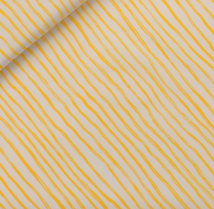 Image de Lignes verticales ondul&eacute;es / Jaune - Coton de SYAS  1/2 m