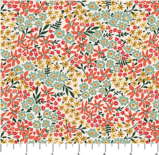Image de ''Cherry Orchard'' Coton - Calicot multicolore rouge 1/2 m