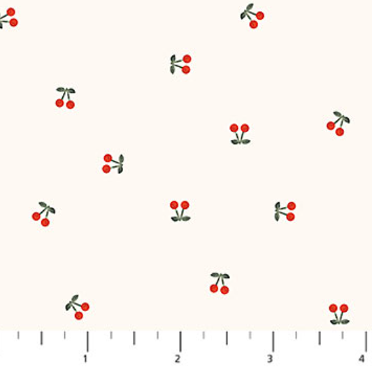Image de ''Cherry Orchard'' Coton - Cerises cr&egrave;mes ''Ditsy'' 1/2 m