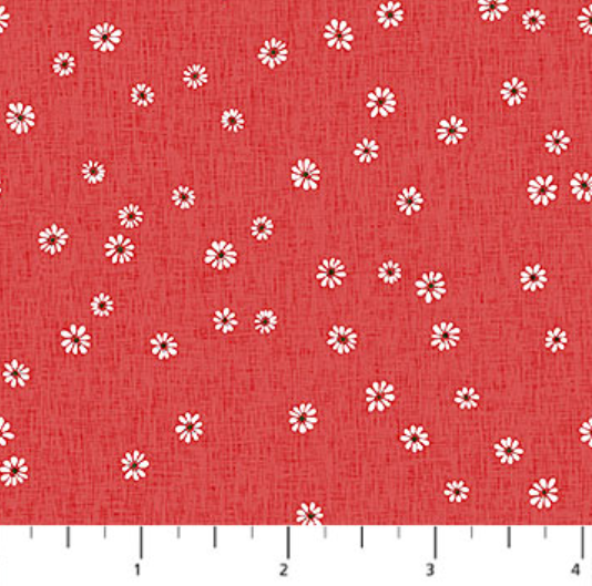 Image de ''Cherry Orchard'' Coton - Marguerites rouges 1/2 m