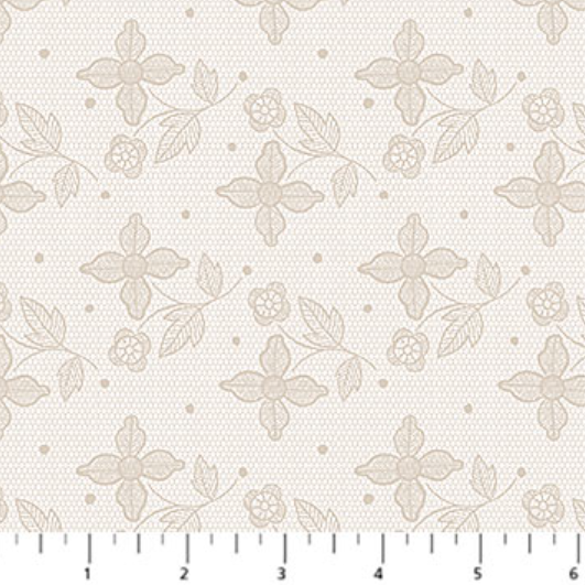 Image de ''Cherry Orchard'' Coton - Dentelle cr&egrave;me 1/2 m
